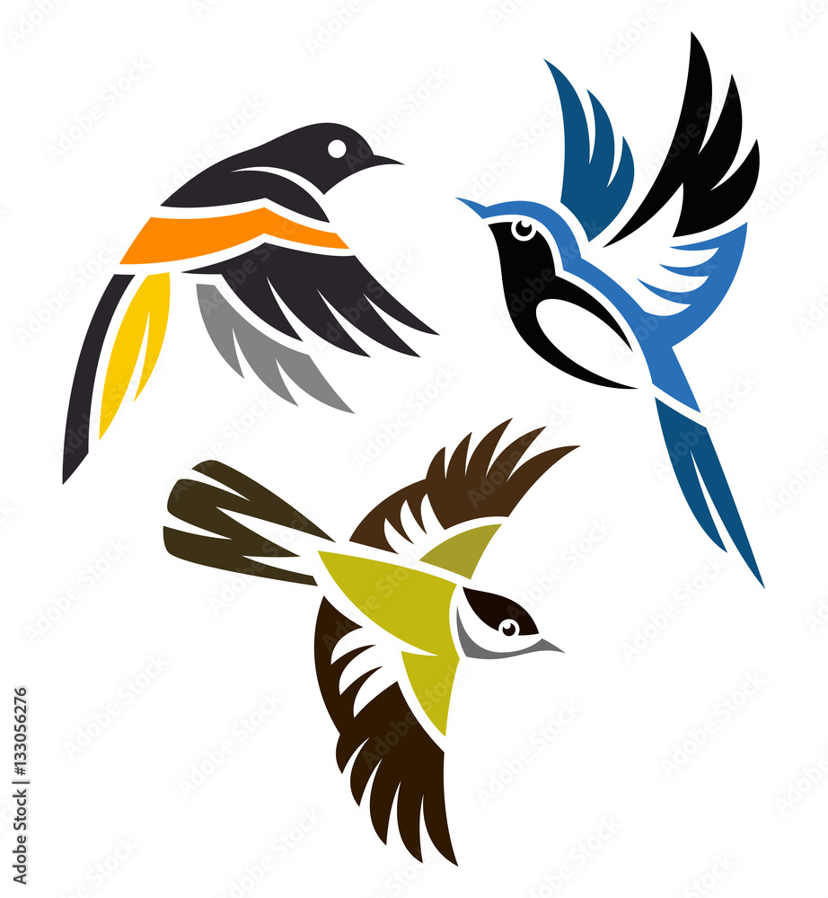 Obraz premium Stylized Birds - Warblers