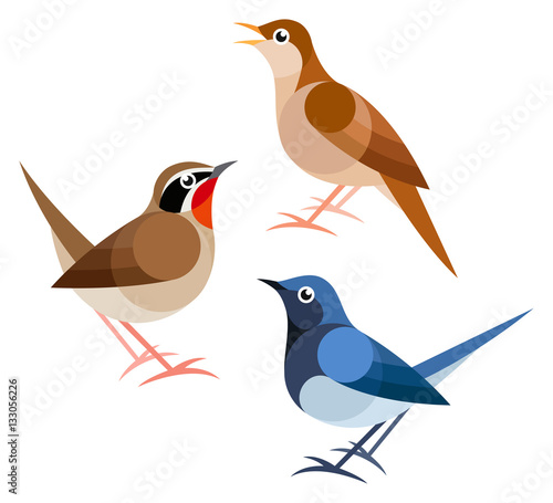 Stylized Birds - Nightingales 