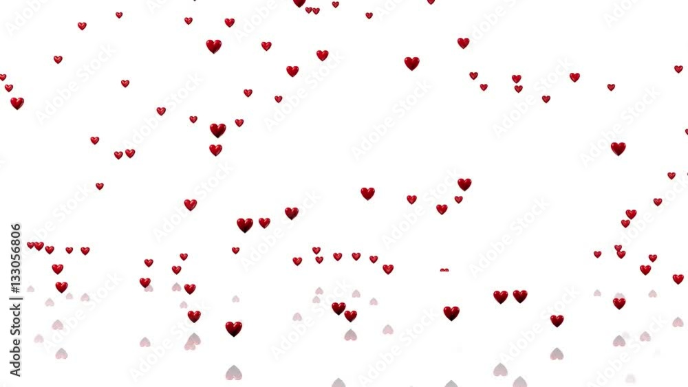Rain of Many Tiny Red Hearts with a White Background Rain of Many Tiny Red Hearts with a White Background