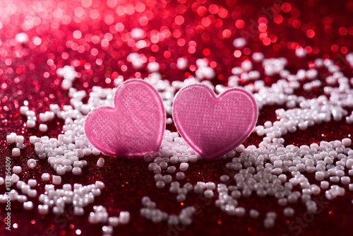 Valentine Hearts on Abstract Background.