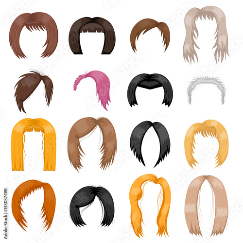 Wigs hairstyle vector illustration.