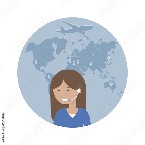 Woman Dispatcher and Map of the World