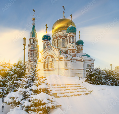 Valokuva Center of the city of Omsk, Cathedral Square,  Siberia, Russia.