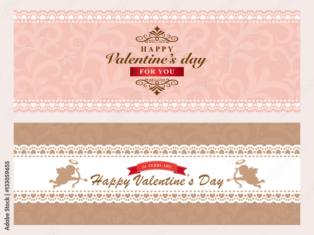 バレンタイン エレガントバナーセット Stock ベクター Adobe Stock