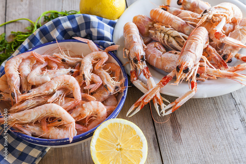 Fresh seafood, crayfish and prawns