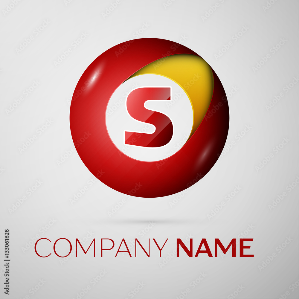Letter S vector logo symbol in the colorful circle on grey background