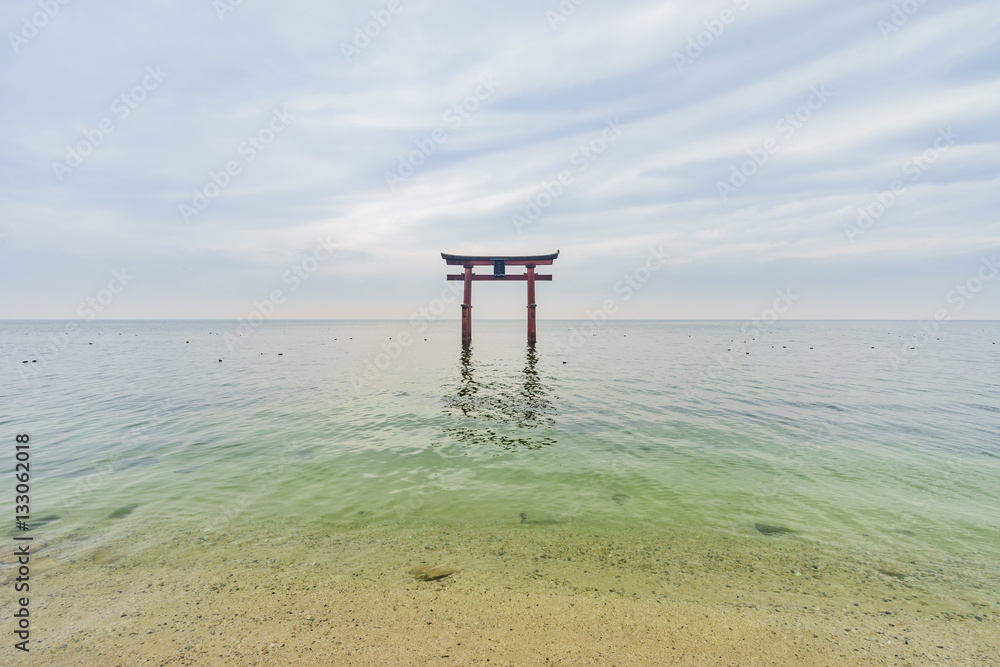 The Torii in the Lake Biwa, Shirahige Shrine The Torii in the Lake Biwa, Shirahige Shrine