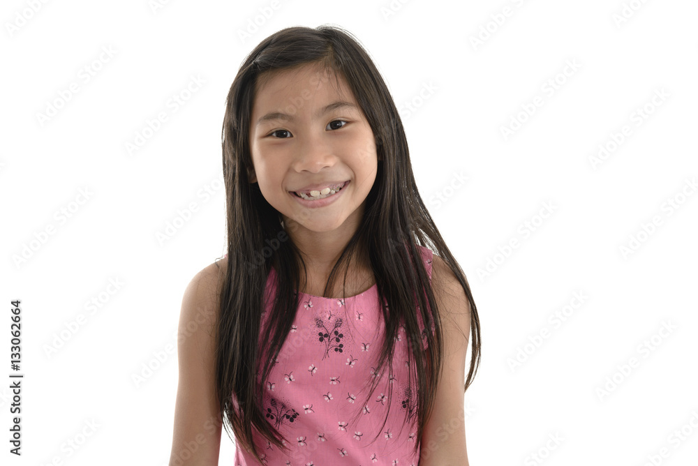 Portrait of happy Asian child isolated on white background Portrait of happy Asian child isolated on white background