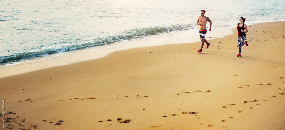 Run Exercise Beach Sport Coast Sprint Nature Concept Run Exercise Beach Sport Coast Sprint Nature Concept