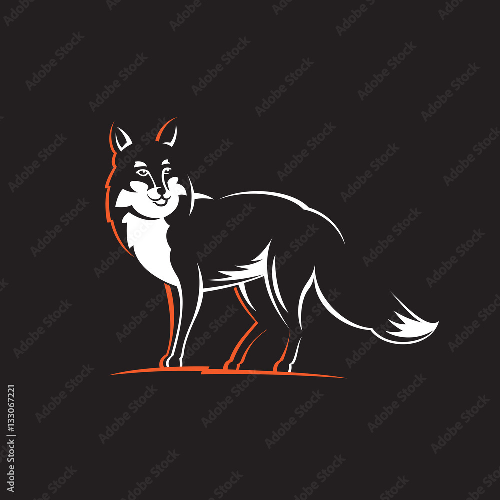 Fox illustration on black background.