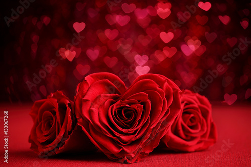 Roses Bouquet and Hearts background