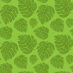 Poster Grüne Muster Minimalistische tropische Blätter in Grün  © venimo