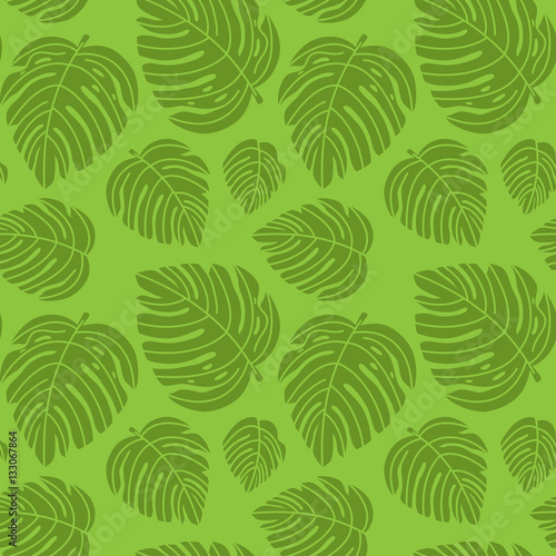 Vector seamless pattern in flat minimal style with tropical leav © venimo