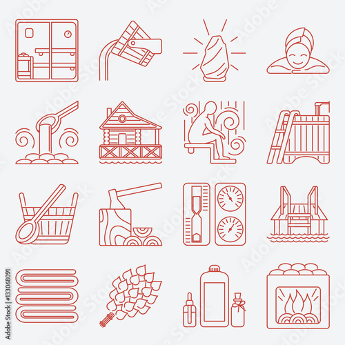 Set of Sauna Line Icon