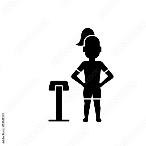 Ems training web icon in flat style. Electric muscular stimulating fitness vector illustration
