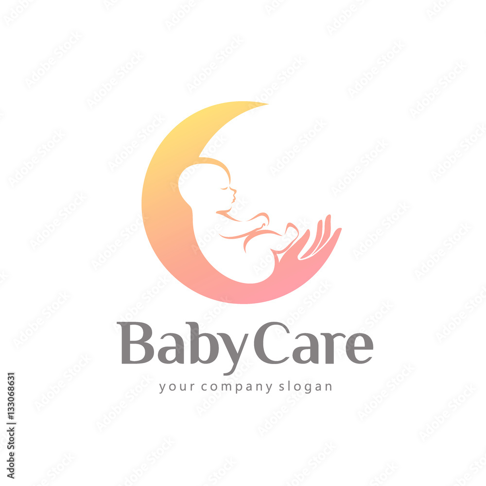 Obraz premium Vector logo design of baby care, motherhood and childbearing