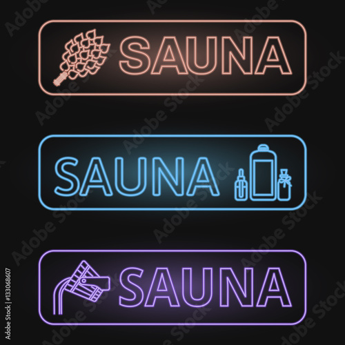 Set of Neon Sauna Banners