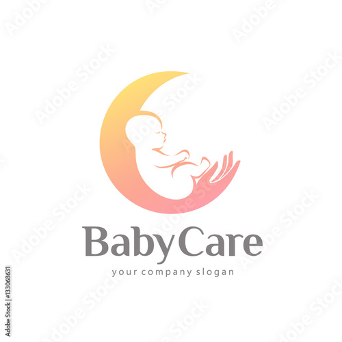 Vector logo design of baby care, motherhood and childbearing