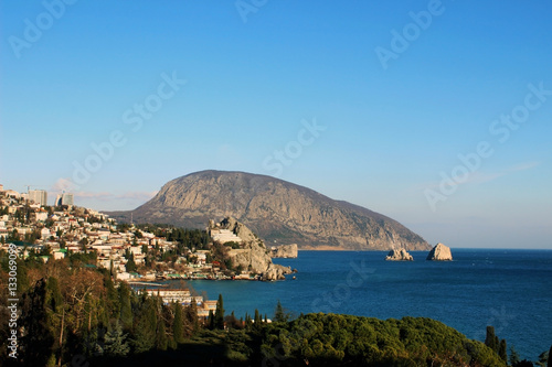 View at the village Gurzuf, near Yalta, Crimea and at hte mountain Ayu-Dag