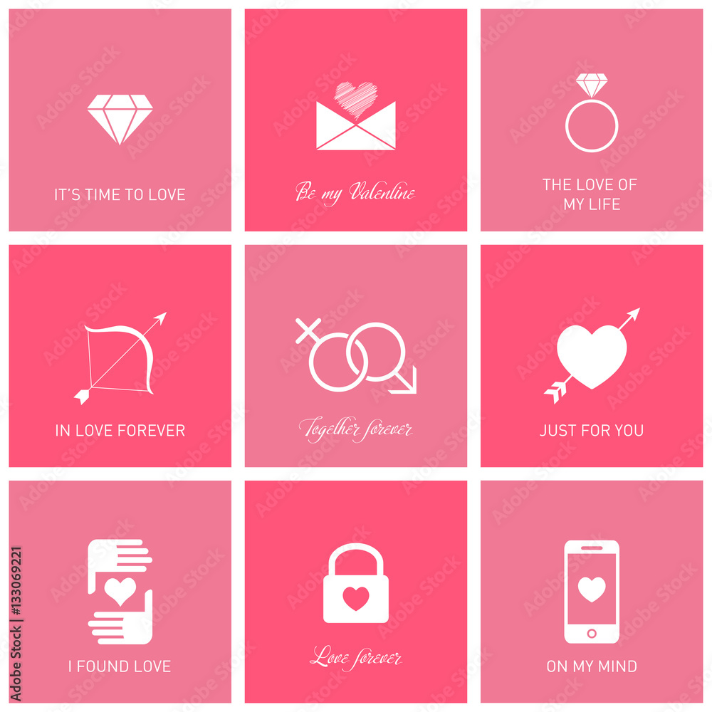 Set of flat design romantic icons for web and mobile applications Set of flat design romantic icons for web and mobile applications