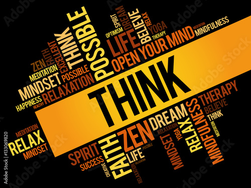 Think word cloud collage, concept background