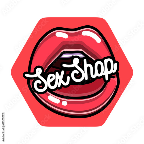 Color vintage sex shop emblem