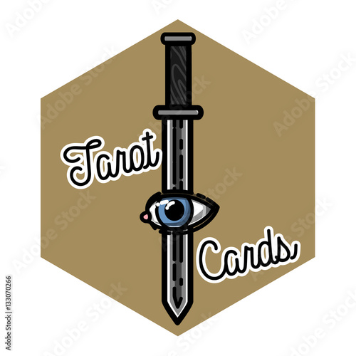 Color vintage tarot cards emblem