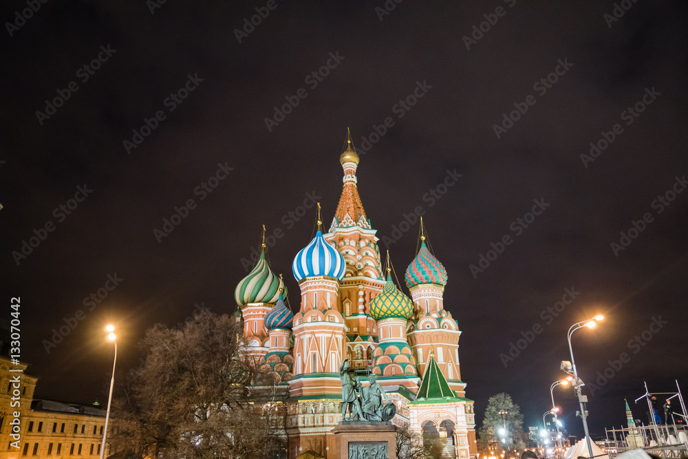 St. Basils cathedral and monument to Minin and Pozharsky on Red Square in Moscow, Russia St. Basils cathedral and monument to Minin and Pozharsky on Red Square in Moscow, Russia