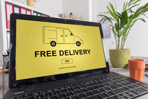 Free delivery concept on a laptop
