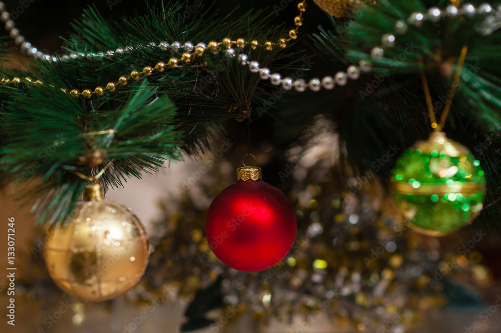 Christmas decorations on a christmas tree Christmas decorations on a christmas tree