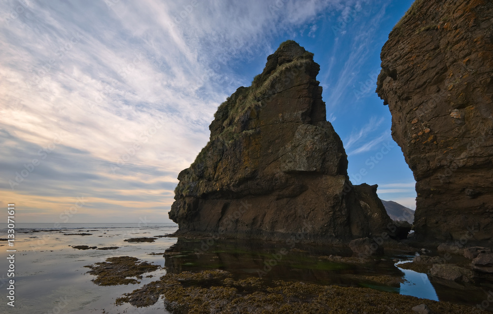 Morning outflow on the coast of Okhotsk sea. Morning outflow on the coast of Okhotsk sea.