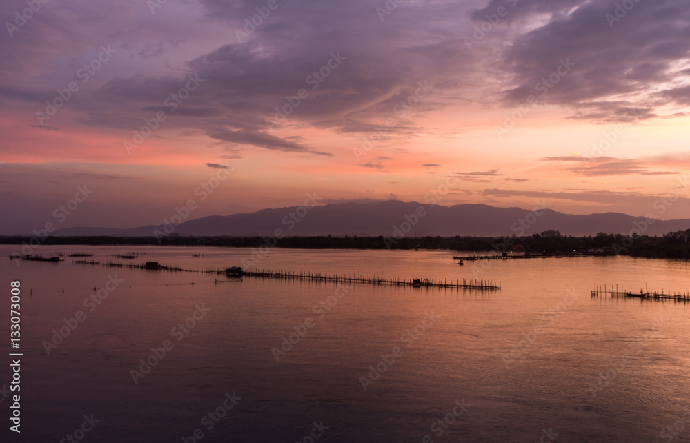sunrise jantaburi sea sky and mountain from thailand