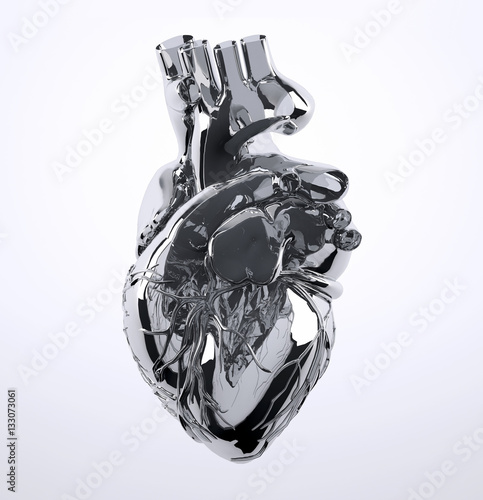 Fototapeta kuchenna Metal human heart isolated on white background