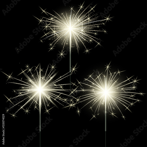 Closeup isolated sparkler shine bengal lights for holiday decor