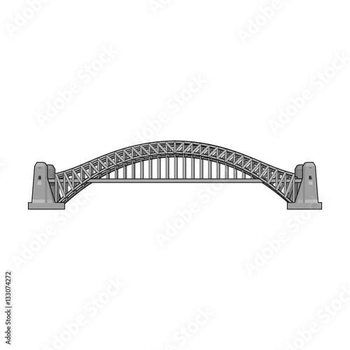 Sydney Harbour Bridge icon in monochrome style isolated on white background. Australia symbol stock vector illustration.