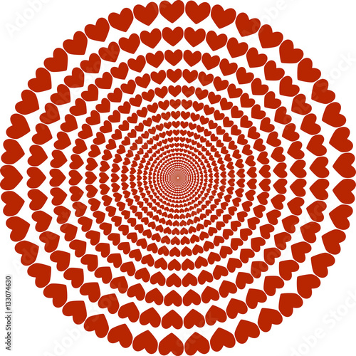 circular pattern of hearts