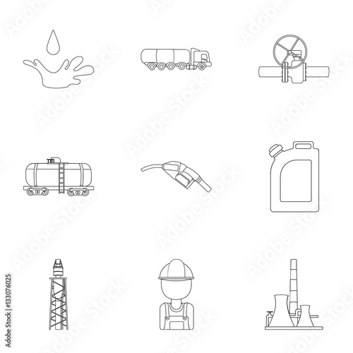 Oil industry set icons in outline style. Big collection of oil industry vector symbol stock illustration