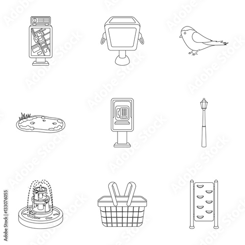 Park set icons in outline style. Big collection of park vector symbol stock illustration