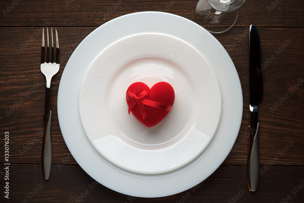 Romantic gift on white plate for Valentines day. Romantic gift on white plate for Valentines day.