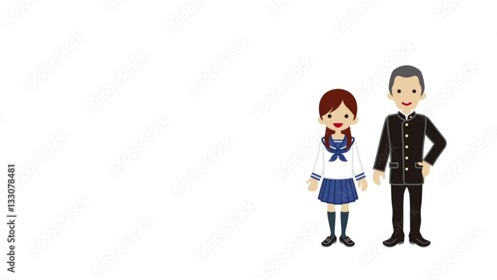 Student Couple explaining - Japanese School Uniform Student Couple explaining - Japanese School Uniform