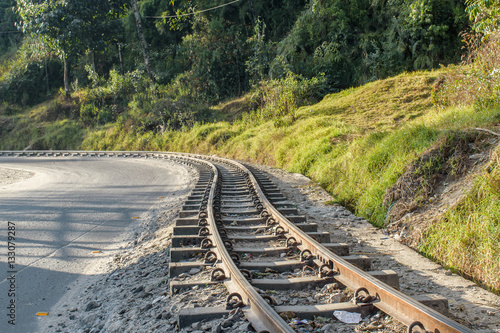 The 2 ft narrow gauge line of Darjeeling Toy train, that runs between New Jalpaiguri and Darjeeling in the Indian state of West Bengal, India. 