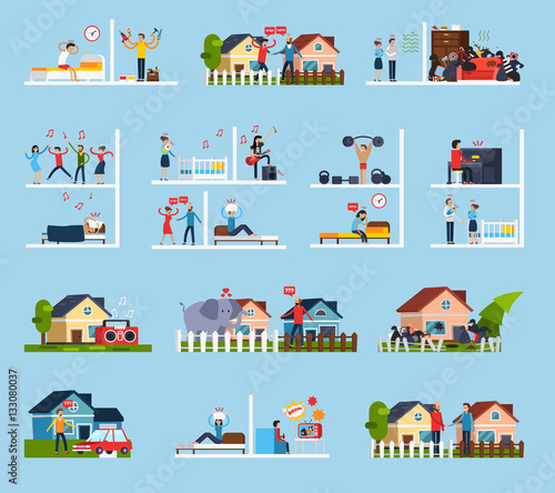 Conflicts With Neighbors Icons Set 