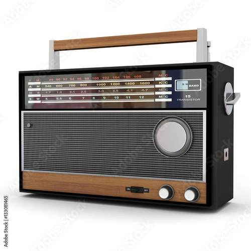 Vintage transistor radio 60s, 3D visualization (rendering)