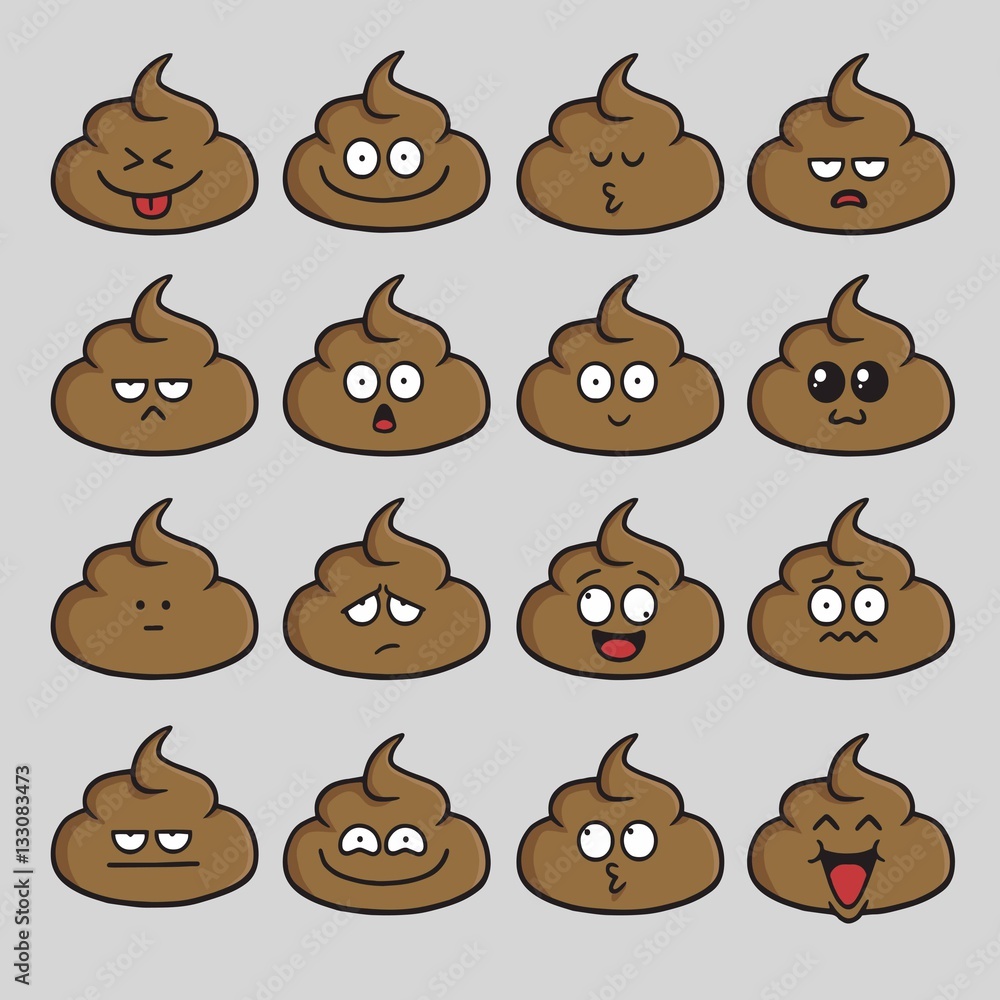 Obraz premium Poop Cute Cartoon Set Pack Vector Illustration