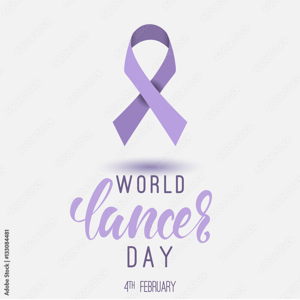 World Cancer Day poster with calligrphy. February 4