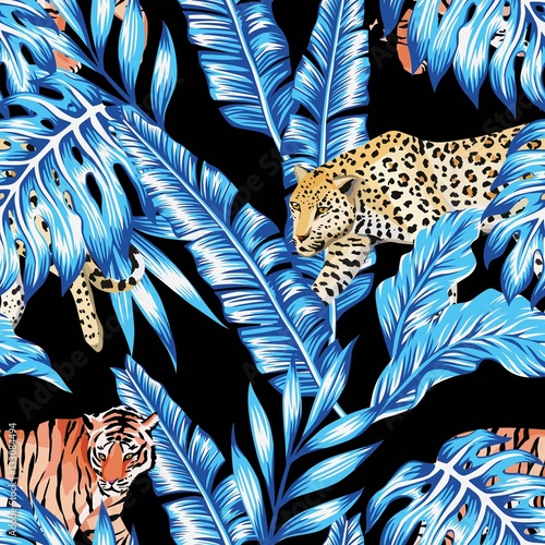 Fototapeta Niebieski bananowiec tygrys i lampart egzotyka