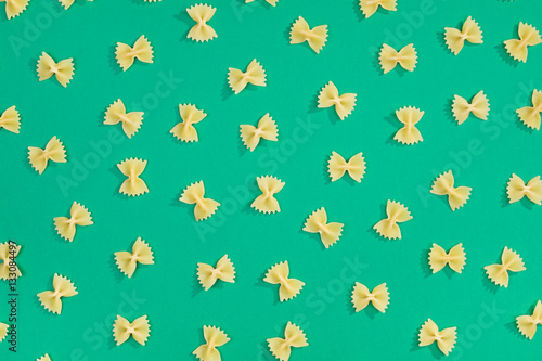 Farfalle pasta flat lay pattern