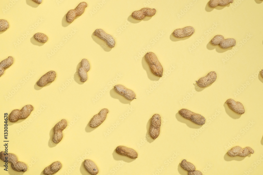 Peanut nuts flat lay pattern Peanut nuts flat lay pattern