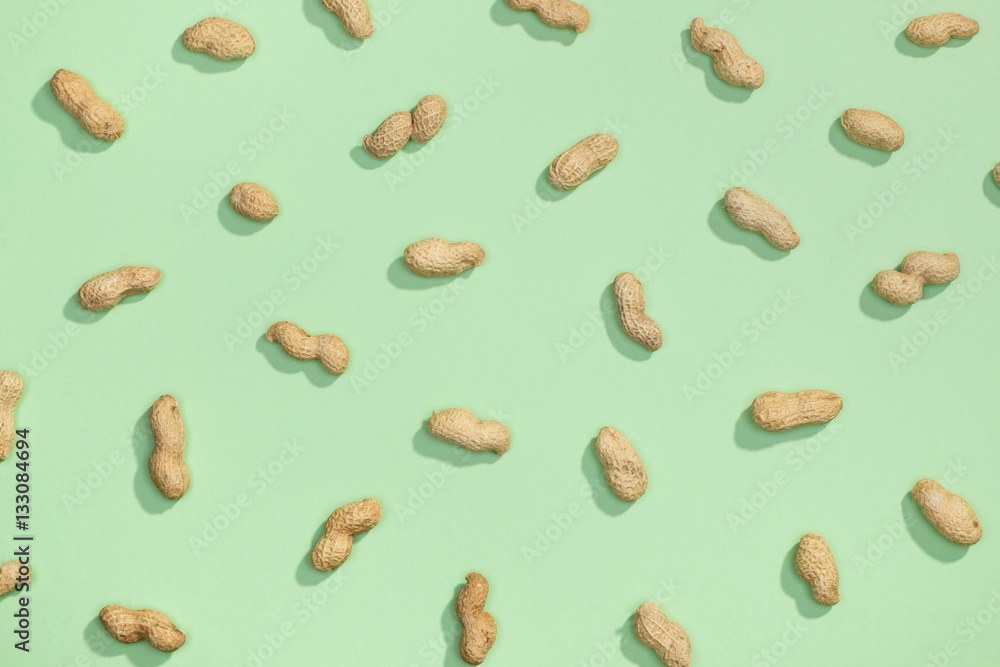 Peanut nuts flat lay pattern Peanut nuts flat lay pattern