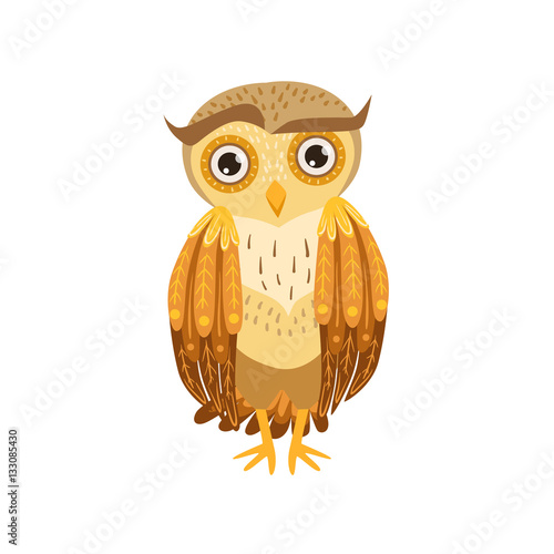 Sceptic Owl Cute Cartoon Character Emoji With Forest Bird Showing Human Emotions And Behavior